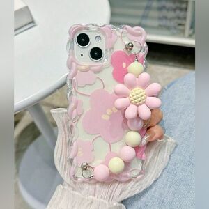 Pink Floral Charm Phone Case for iPhone 16 Pro Max